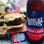 Independence Day USA Flag Dog Tag with Beer and Hamburger (Instagram)