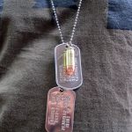 Mil-Spec Shiny Dog Tag with 9mm bullet pendant