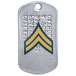 Army CPL Rank Tag Sticker on backside of Army Dogtag