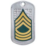 Army MSG Rank Tag Sticker on backside of Army Dogtag