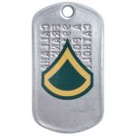 Army PFC Rank Tag Sticker on backside of Army Dogtag