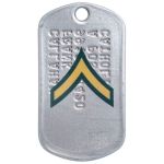 Army PV2 Rank Tag Sticker on backside of Army Dogtag