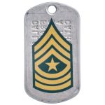 Army CSM Rank Tag Sticker on backside of Army Dogtag