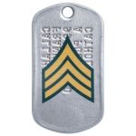 Army SGT Rank Tag Sticker on backside of Army Dogtag