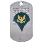 Army SPC Rank Tag Sticker on backside of Army Dogtag