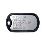 US Army Dog Tag with Black Silicone Silencer (Cold War/Desert Storm era)