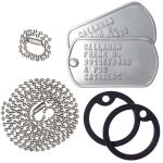 US Army Dog Tags Set with Chains and Silencers