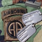 US Army Vietnam 67-68 Dog Tags with Airborne Patch and P-38