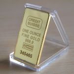 Novelty Gold Bullion Bar in display case with custom laser engraving