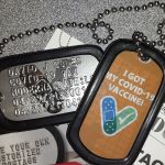 Covid-19 Vaxed Tag Sticker on Covid Vax Dogtag