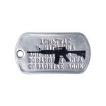 Personalized Custom Dog Tags with M4 carbine rifle sticker on back