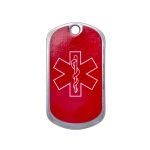 Star of Life Tag Sticker on back of stainless steel Dogtag