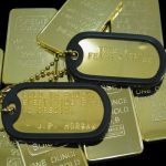 Novelty Gold Bullion Bar with Gold Plated Dog Tags