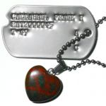 Reddish Stone Heart Pendant with Dog Tag