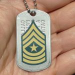 Army SGM Rank Tag Sticker on backside of Army Dogtag