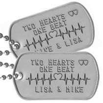 2 Hearts 1 Beat Boyfriend Dog Tags - TWO HEARTS ♡♡ ONE BEAT   LISA & MIKE   