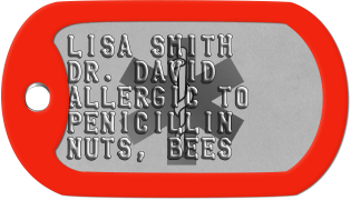 Allergy Dogtags LISA SMITH DR. DAVID ALLERGIC TO PENICILLIN NUTS, BEES