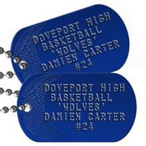 Basketball Team Player on Blue Team Player Dog Tags - DOVEPORT HIGH BASKETBALL 'WOLVES' DAMIEN CARTER #24   