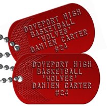 Basketball Team Player on Red Team Player Dog Tags - DOVEPORT HIGH BASKETBALL 'WOLVES' DAMIEN CARTER #24   