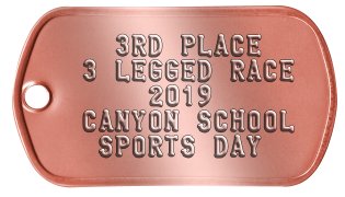 Bronze Medal Medallion    3RD PLACE  3 LEGGED RACE      2019  CANYON SCHOOL   SPORTS DAY