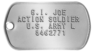 Classic G.I. Joe Dogtags    G.I. JOE ACTION SOLDIER   U.S. ARMY L     8462771 