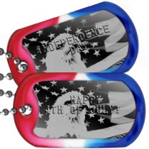 Eagle on American Flag USA Patriotic Dog Tags -  HAPPY 4TH OF JULY!     