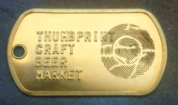 Laser Engraved and Embossed Brass Dog Tag - Thumbprint
