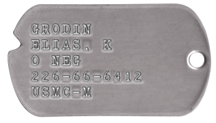 Platoon Dogtags GRODIN ELIAS, K O NEG 226-66-6412 USMC-M