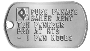 Pure Pwnage Dogtags PURE PWNAGE GAMER ARMY TEH PWNERER PRO AT RTS - I PWN NOOBS -