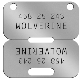 Wolverine Canadian Dogtags    458 25 243   WOLVERINE  