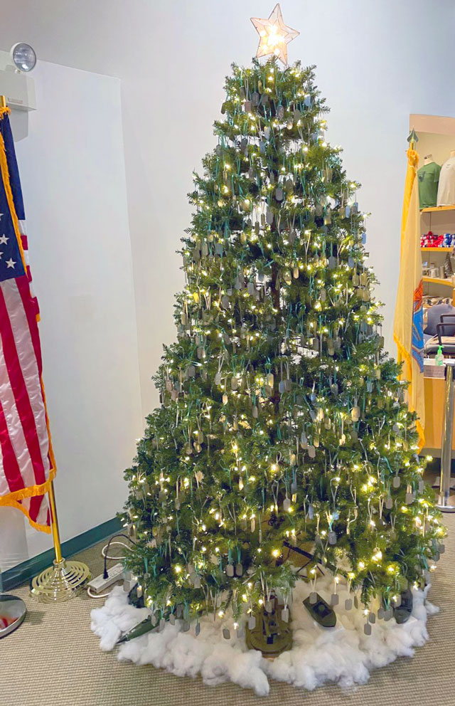 New Jersey Vietnam Veteran Memorial Christmas Tree with 1,563 Dogtags recognizing New Jerseyans who lost their lives in the Vietnam War 