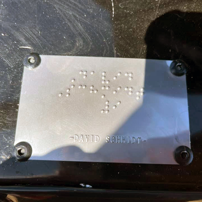 Braille Plate on Race Car