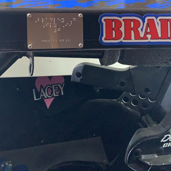 Braille Plate on Race Car