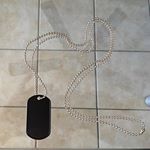 Black Dog Tag on Stainless Steel Ball-Chain Necklace (Instagram)