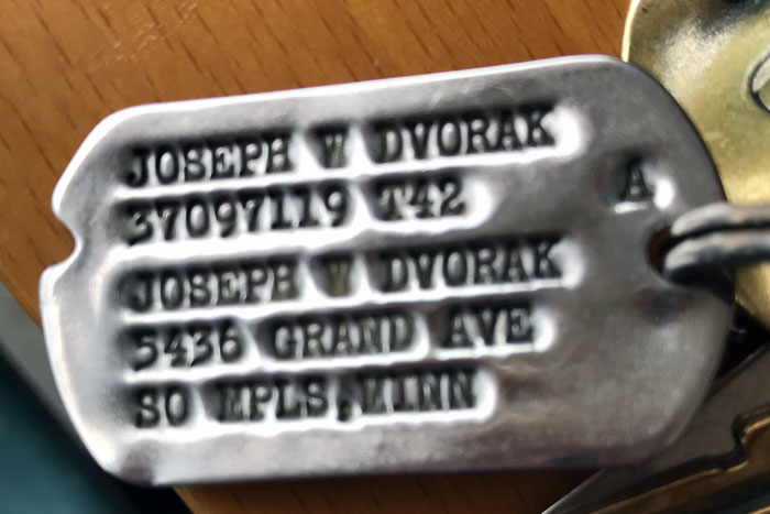 U.S. Military Custom Dog Tag Pair with Chain and P-38