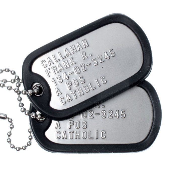Stainless Steel Dull Finish Dog Tags with FREE P38 Can Opener