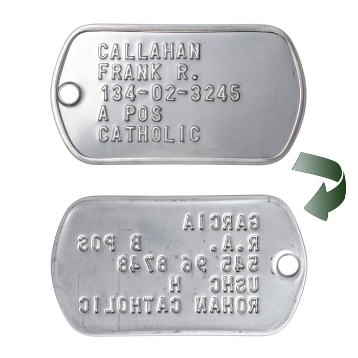 Army Dog Tags 1975-2015 - Regulation Format Replacements