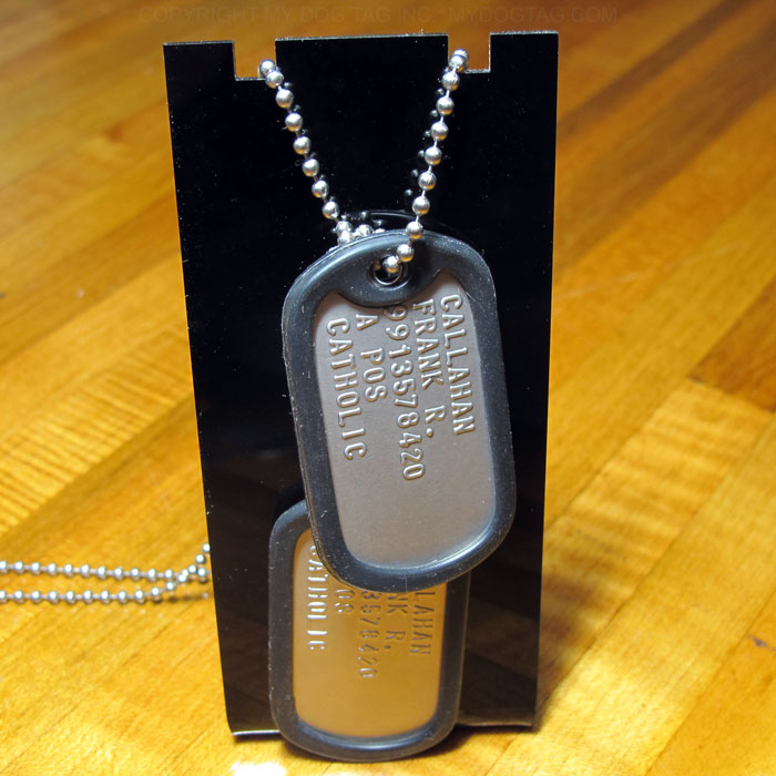 DOG TAG MILITARY GENUINE ISSUE DULL STAINLESS STEEL W/GI MACHINE # 6381 new 