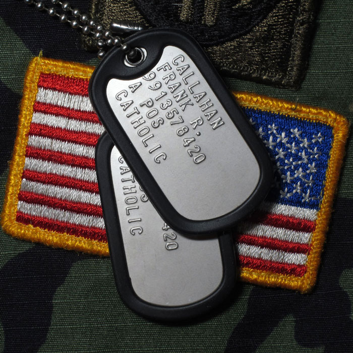 Custom Military Dog Tags, Embossed Text