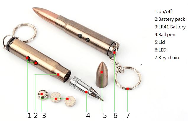 3-in-1 Bullet Pen + LED + Laser