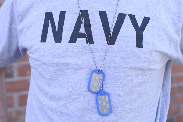 Dogtags on Navy Tshirt