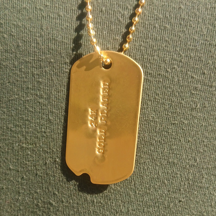 50 Nickel Gold plated finish Military GI Dog Tags Metaza 
