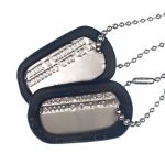 Gas-Mask-Hose Dog Tag Silencer on WWII Debossed dogtags with fat ball-chains