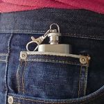 Mini Keychain Flask in blue jean mini pocket