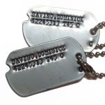 US Army 1945 WWII Dog Tags with Darkened Letters