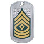 Army 1SG Rank Tag Sticker on backside of Army Dogtag