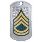 Army SFC Rank Tag Sticker on backside of Army Dogtag