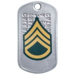 SSG Rank Tag Sticker on backside of Army Dogtag