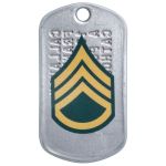 Army SSG Rank Tag Sticker on backside of Army Dogtag