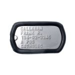 US Army Dog Tag with Black Tough PVC Silencer (Cold War/Desert Storm era)